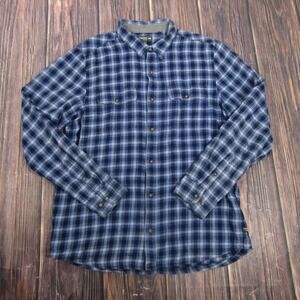 Toad&Co Shirt Mens Large Blue Plaid Flannel Long Sleeve Button Up Slim Fit
